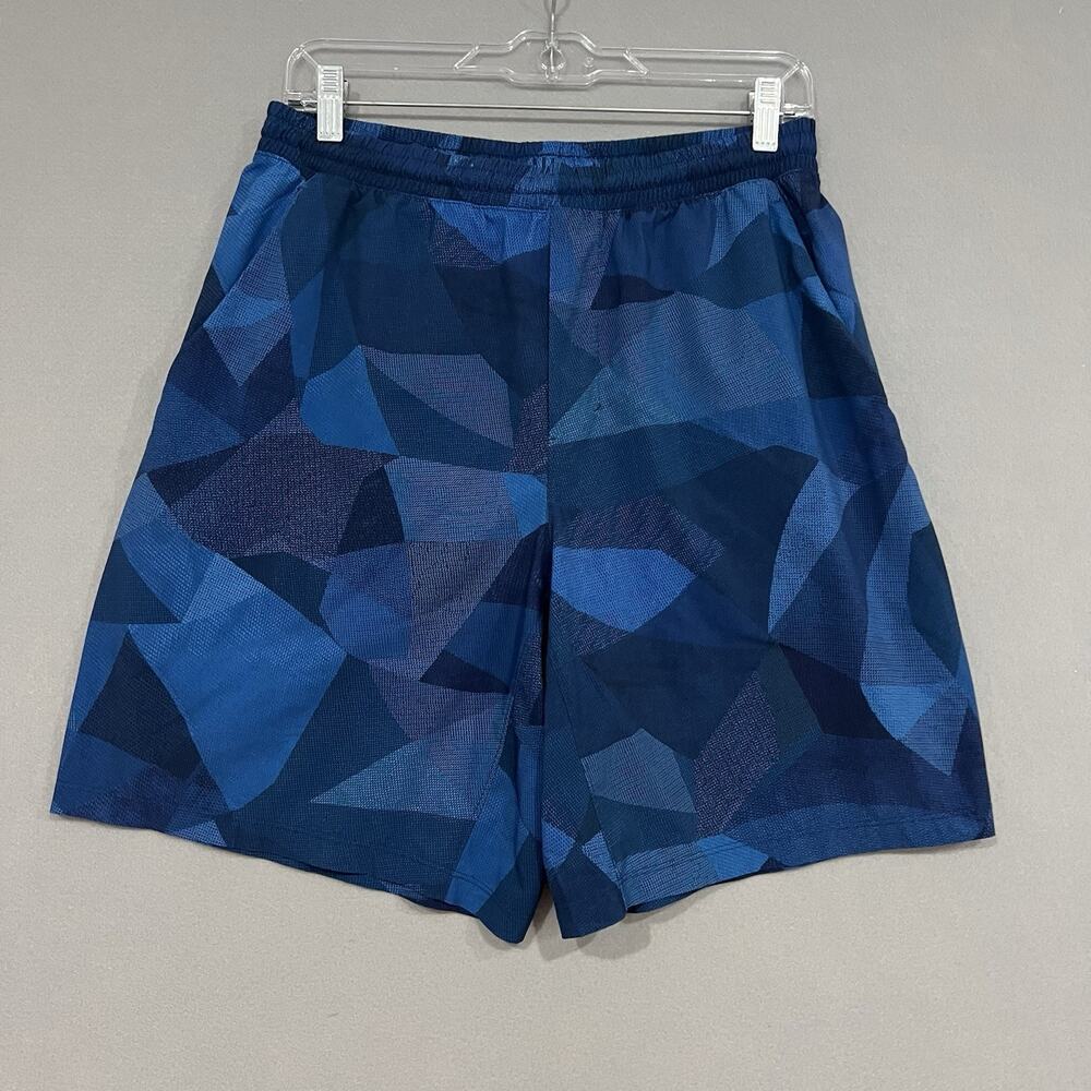 Lululemon Pace Breaker Shorts Mens Large Blue Geometric Linerless Athletic Gym